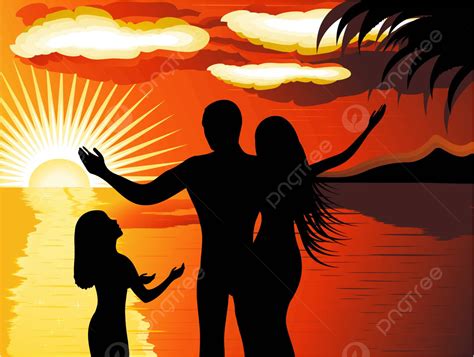 Tropical Sunset Summer People Relaxation Vector Summer People