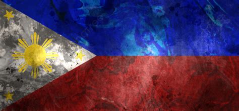 Oil Painting Texture Philippines Flag Background Blue Red And White Flag Red Background Image