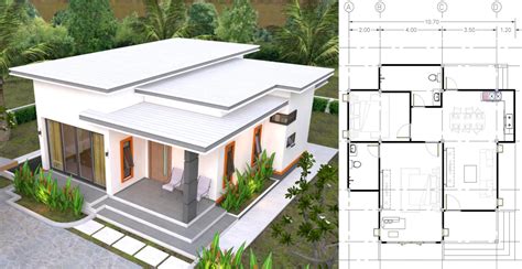 Modern House Plans 107×105 With 2 Bedrooms Flat Roof