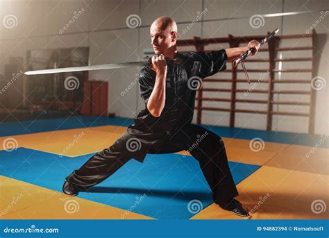 Wushu Master Training With Sword Martial Arts Stock Photo Image Of