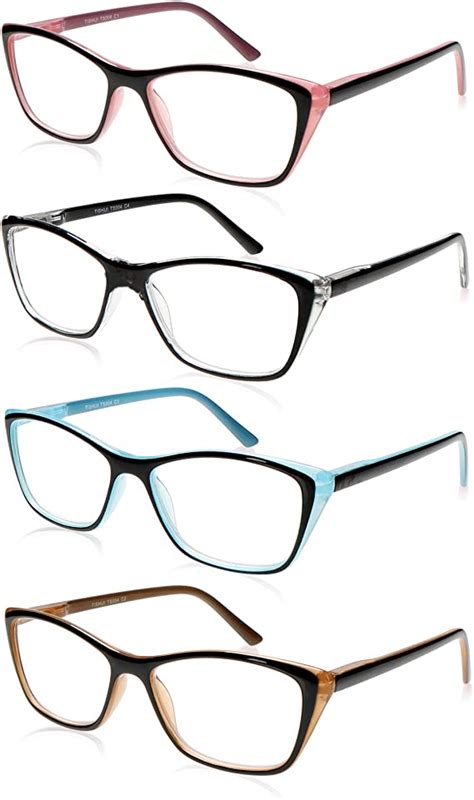 Reading Glasses Women 4 Pack Cateye Ladies Readers Cheaters 300 For Women Colorful Large