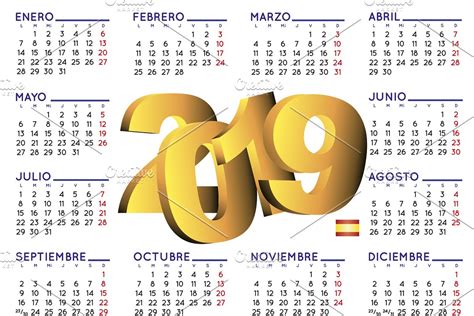 2019 Calendar Spanish Creative Daddy