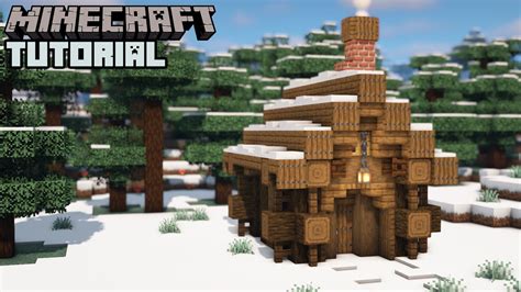 Minecraft Snowy Log Cabin Tutorial How To Build Youtube