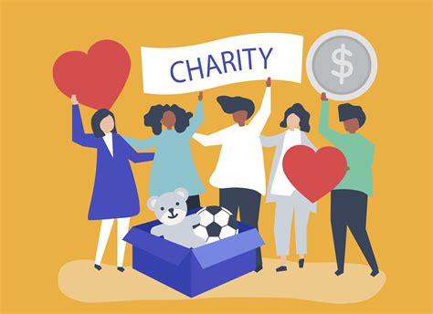 People Volunteering And Donating Money And Items To A Charitable Cause Download Free Vectors