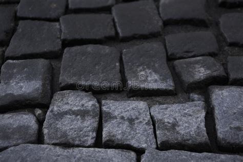 Rectangular Vintage Cobblestone Pavement Close Stock Photo Image Of