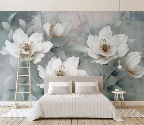 3d White Flowers 1505 Wall Murals Aj Wallpaper