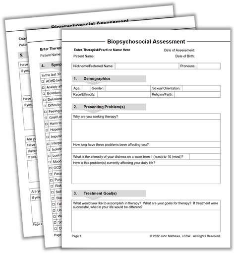 Biopsychosocial Assessment Template Social Work Pdf