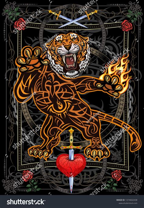 Tiger Jump Tattoo Stock Illustration Shutterstock
