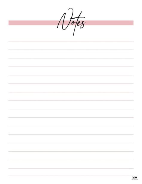 Printable Note Pages Notebook Paper Template Printable Notes Note Writing Paper