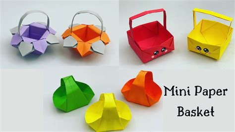 3 Diy Mini Paper Basket Origami Basket Diy Paper Craft Easy Kids