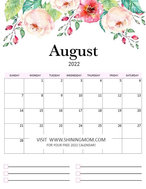 August Calendar 2022 August 2022 Calendar Pdf Word Excel Free