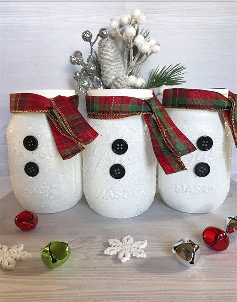 Snowman Decor Snowman Mason Jars Holiday Home Decor Frosty Decor