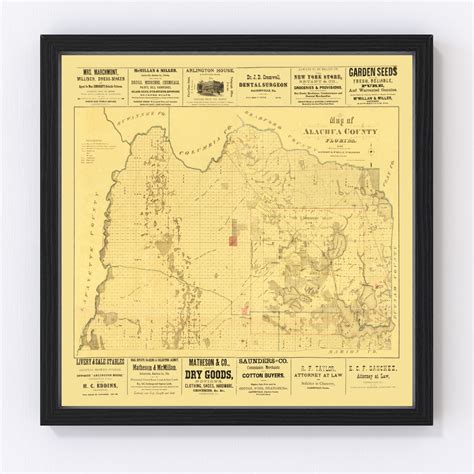 Vintage Map Of Alachua County Florida 1880 By Teds Vintage Art
