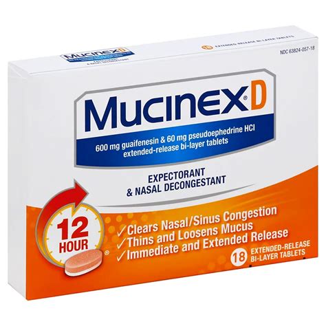 Mucinex D Expectorant And Nasal Decongestant Tablets Shop Medicines