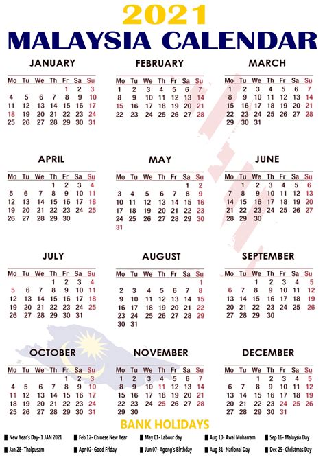 Malaysia Calendar 2021 Printable The Calendar Gambaran