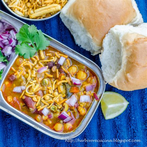 Misal is a spicy sprouts curry cooked with onions, tomatoes, ginger, garlic and coconut. Herbivore Cucina: Misal Pav