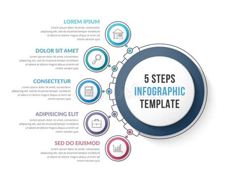 Infographic Template With Five Steps Stock Vector Illustration Of