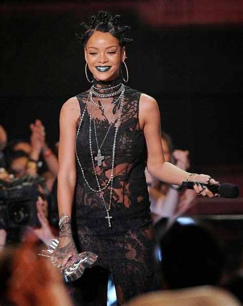 Rihanna Flaunts A Sheer Lace Givenchy Dress At The 2014 IHeartRadio