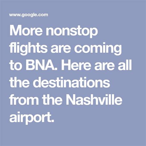 More Nonstop Flights Are Coming To Bna Here Are All The Destinations