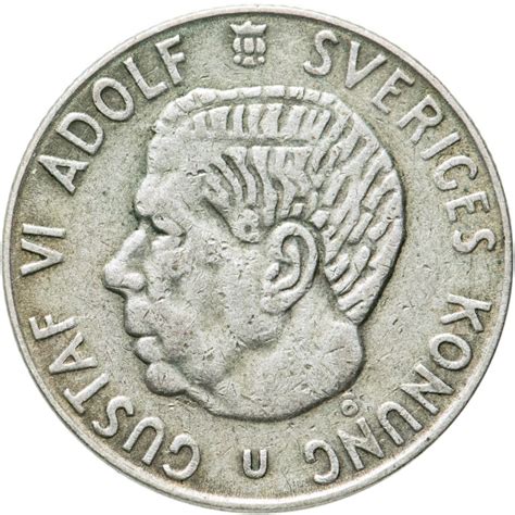 Монета Швеция 1 крона krona 1961 стоимостью 340 руб