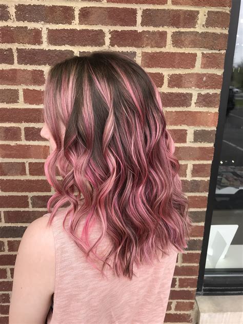 Pink Balayage Just In Time For Spring 💕 Pink Hair Highlights Pink