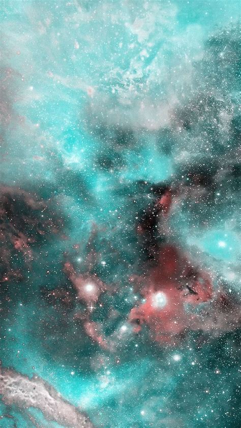 Cyan Nebula Blue Cloud Cosmos Galaxy Scifi Space Stars Universe