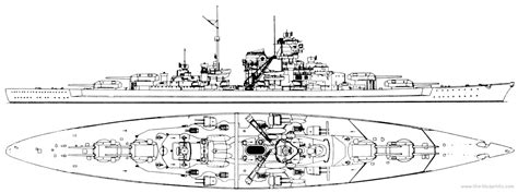 Combat Ship DKM Bismark 1941 Battleship Drawings Dimensions