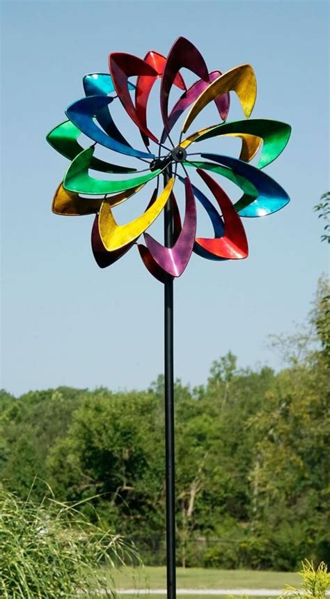 Garden Wind Spinner Multi Colored Spiral Spinners Both Directions