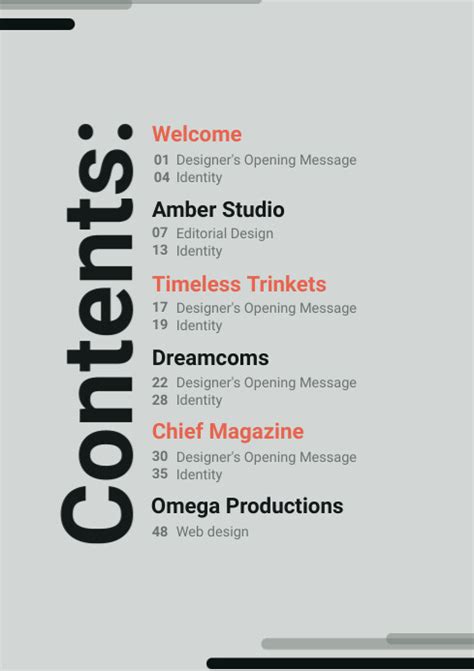Minimalist Table Of Contents Template Postermywall