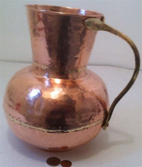 Vintage Large Size Copper Pitcher Vase Copper And Brass Etsy