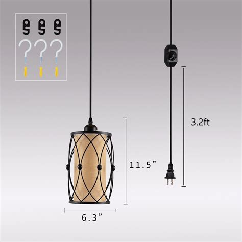Hmvpl Vintage Pendant Lighting Fixture With Plug In Hanging Cord And
