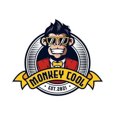Cool Monkey Head Logo Vector Illustration Vecteur Premium