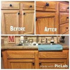 Honey oak cabinets are one of the most common kitchen cabinets you will find…and today you might not be too happy to find them, lol! Before/After. 20 year old oak cabinets treated with Briwax ...