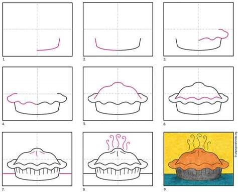 Easy How To Draw Pie Tutorial And Pie Coloring Page