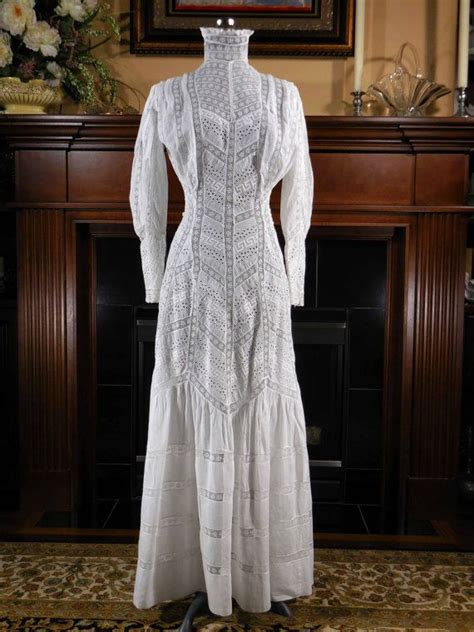 Saleantique 1910 Edwardian Summer Tea Gowntea Dress White Etsy Uk