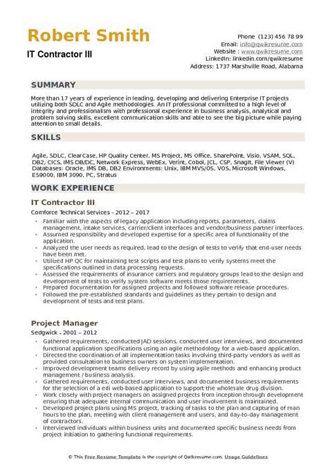contractor resume samples qwikresume