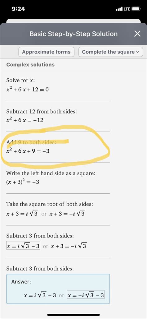 Im Reviewing An Algebra 2 Problem It Is Completing The Square X2 6x
