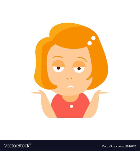 Little Red Head Girl In Red Dress Upset Flat Vector Image