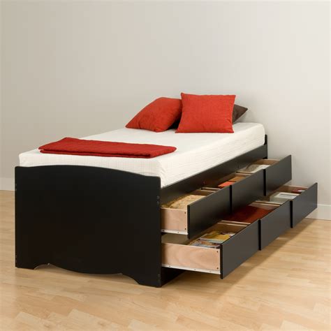 Prepac Manufacturing Ltd Black Tall Twin Captains Platform Storage Bed With 6 Drawers