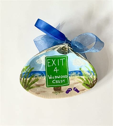 Exit 4 Wildwood Crest Hand Painted Shell Ornament Winterwood Gift