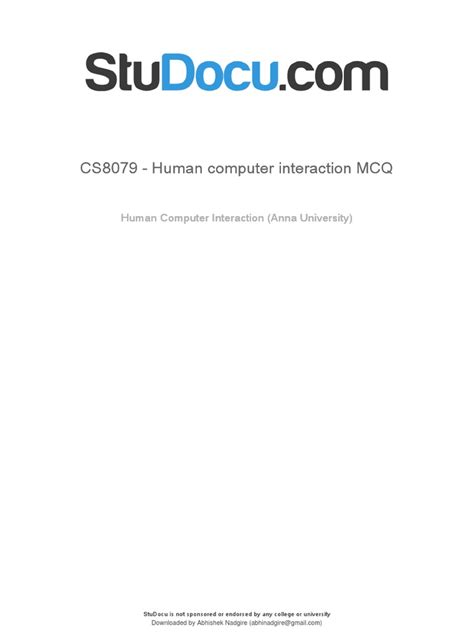 Cs8079 Human Computer Interaction Mcq Pdf Usability Human