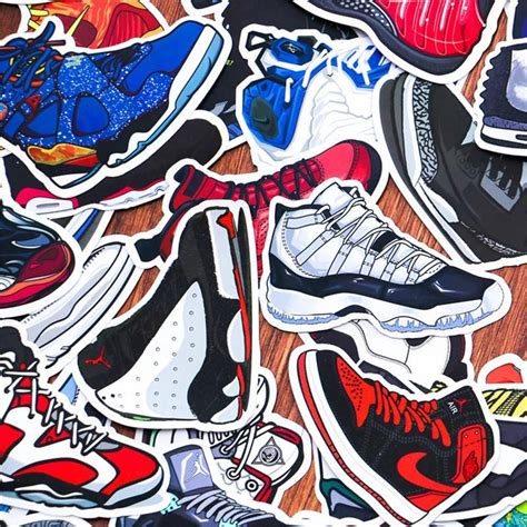 100pcspack Mixed Jordan Sneaker Stickers For Notebook Bike Luggage Box