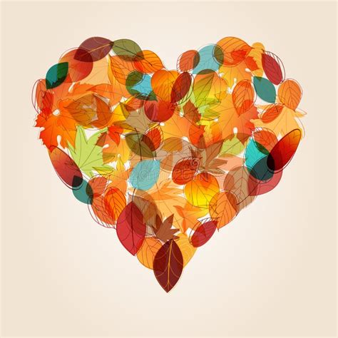 Colorful Heart From Autumn Leaves Illustration Royalty Free Stock Image