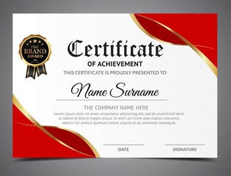 Certificado De Aprovechamiento Blanco Y Rojo Certificate Layout