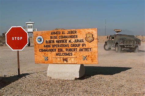 The Monument Sign At The Ahmed Al Jaber Air Base Kuwait Compound