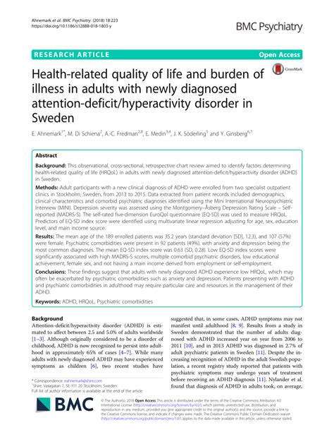 pdf health related quality of life and burden of illness in adults with newly diagnosed