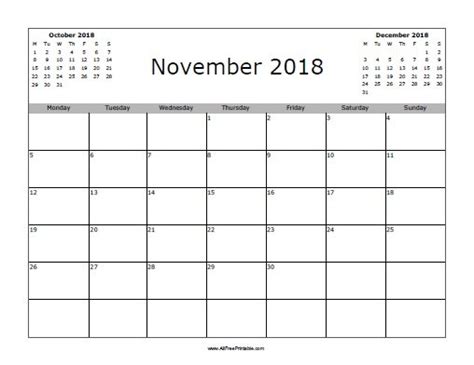 November 2018 Calendar Free Printable