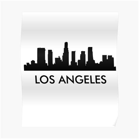Los Angeles City Skyline Silhouette California Usa In Black Poster By