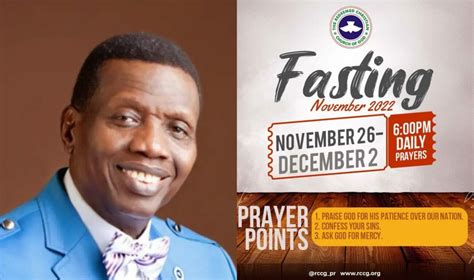 Rccg Prayer And Fasting 2022 November 26 December 2 Update Kemi
