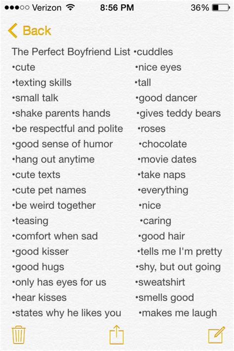 Perfect Relationship List
